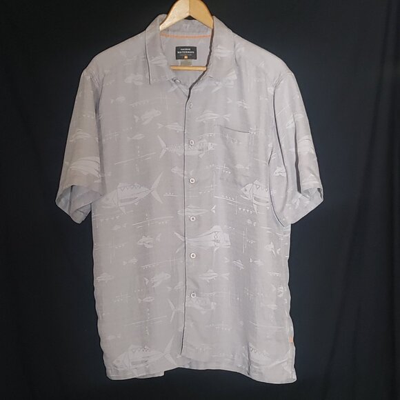 Quiksilver Waterman Collection Fish Design SS BF Shirt - Gray - Sz L* - Picture 4 of 5